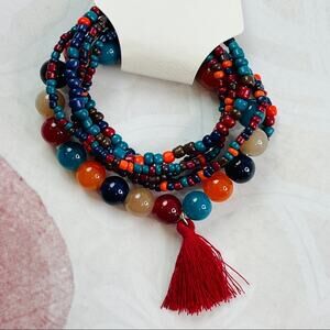 Carol for Eva Graham beaded bracelet with tassel NWT